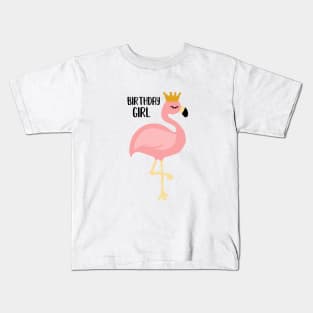 Flamingo, Birthday Girl Gift Princess Kids T-Shirt